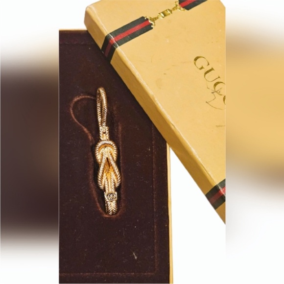 GUCCI vintage twisted sale money clip/key ring charm infinity rope gold GG logo - Picture 3 of 12